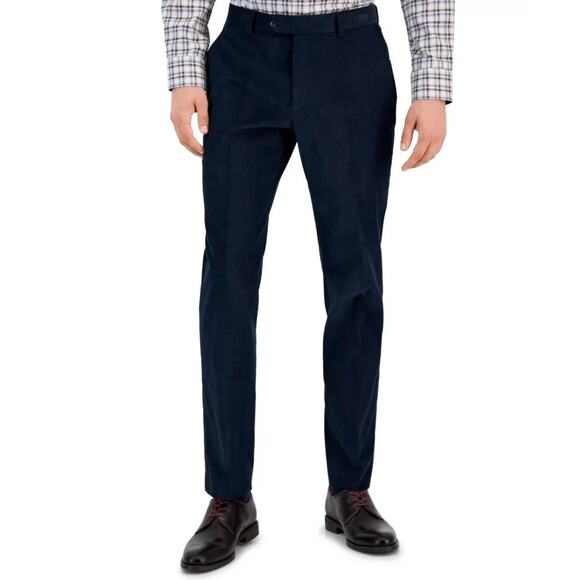 Tommy Hilfiger Men's Navy Solid Corduroy Cotton Modern-Fit Pants Size 32x30 - Picture 1 of 4
